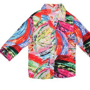Parsley & Sage Womens Button Up Top Large Colorful/Bright